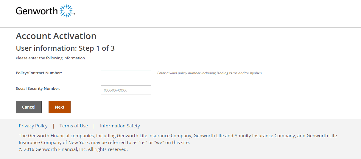 genworth insurance login online security step