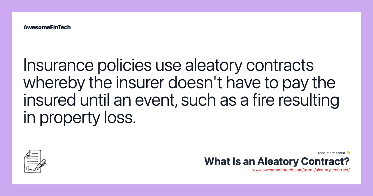 aleatory contract in insurance meaning terbaru