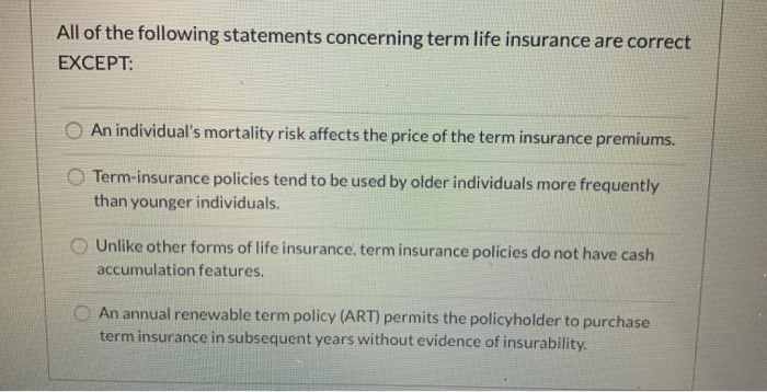 all of the following could own group life insurance except