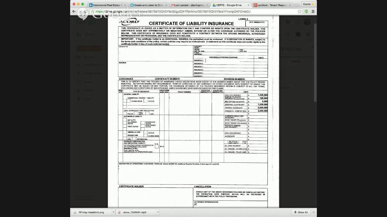 certificate of liabilty insurance terbaru