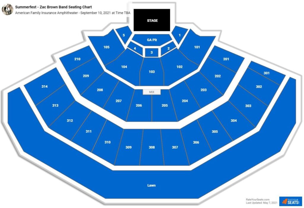 american family insurance amphitheater seating chart terbaru