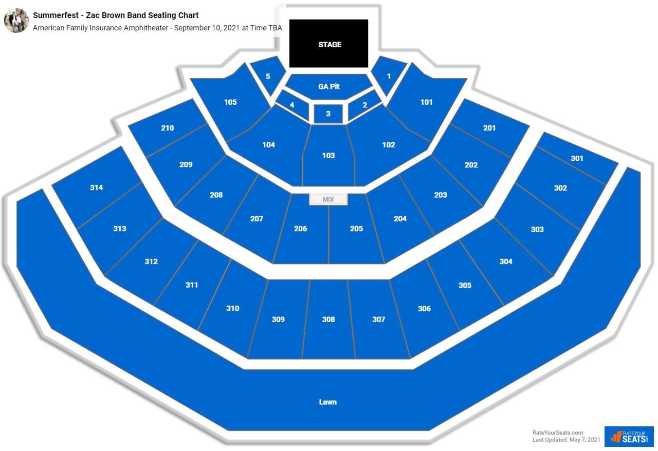 american family insurance amphitheater seating chart terbaru